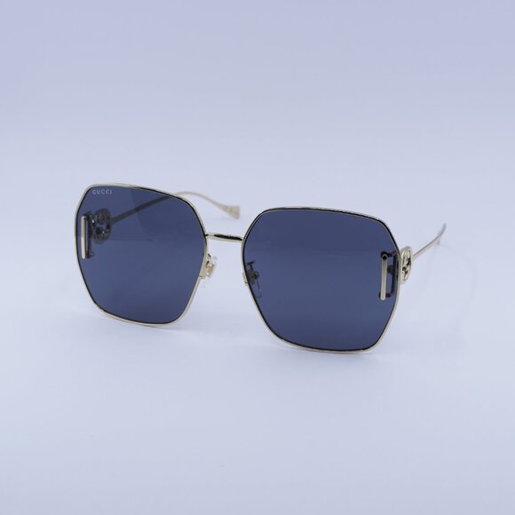 Gucci GG1207SA 002 Sunglasses Gold Square Frame, Grey Lenses - Picture 1 of 10
